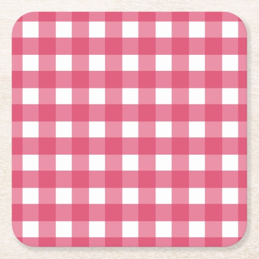 Cerise Gingham Rechteckiger Pappuntersetzer (Vorderseite)