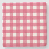 Cerise Gingham Steinuntersetzer (Vorderseite)