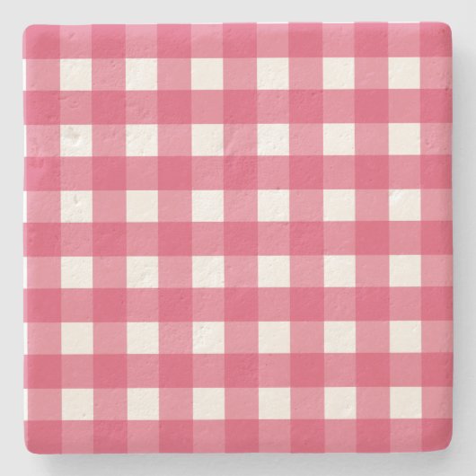 Cerise Gingham Steinuntersetzer (Vorderseite)