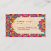 Cerise mandala rangoli ethnisches Muster lebendig Visitenkarte (Vorderseite)