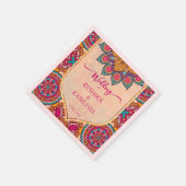 Cerise mandala rangoli Hochzeit personalisierter N Serviette (Ecke)