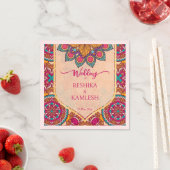 Cerise mandala rangoli Hochzeit personalisierter N Serviette (Beispiel)