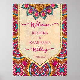 Cerise mandala rangoli Hochzeitsempfang Poster