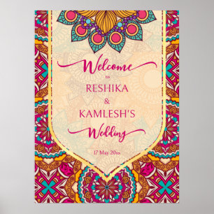 Cerise mandala rangoli Hochzeitsempfang Poster