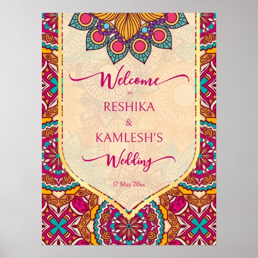 Cerise mandala rangoli Hochzeitsempfang Poster (Vorne)