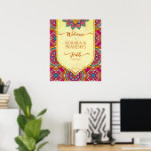 Cerise mandala rangoli Joint haldi Begrüßungszeich Poster (Heimbüro)