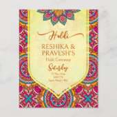 Cerise mandala rangoli Joint haldi Einladung (Vorderseite)