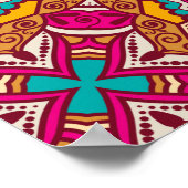 Cerise mandala rangoli mehndi Begrüßungszeichen Poster (Ecke)