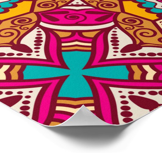 Cerise mandala rangoli mehndi Begrüßungszeichen Poster (Ecke)