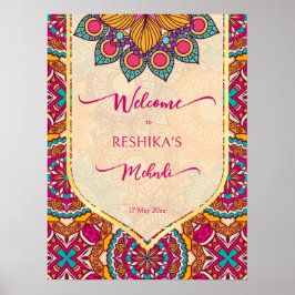 Cerise mandala rangoli mehndi Begrüßungszeichen Poster