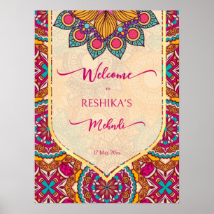 Cerise mandala rangoli mehndi Begrüßungszeichen Poster