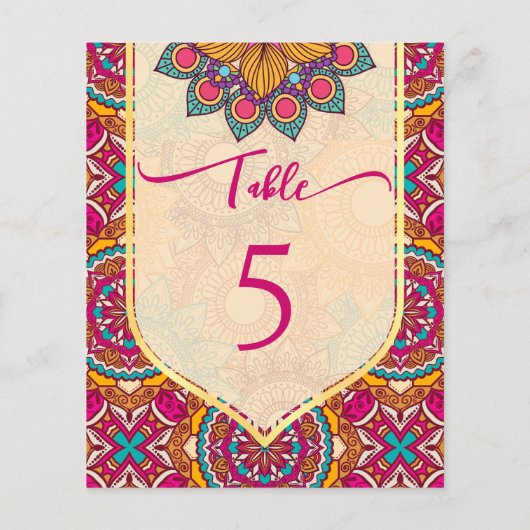 Cerise mandala rangoli Tischnummern (Rückseite)