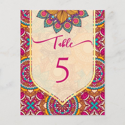 Cerise mandala rangoli Tischnummern (Vorderseite)