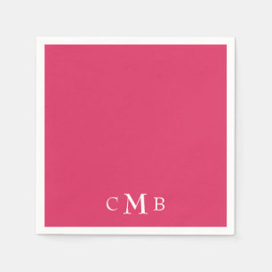 Cerise Monogram Wedding Cocktail Serviette