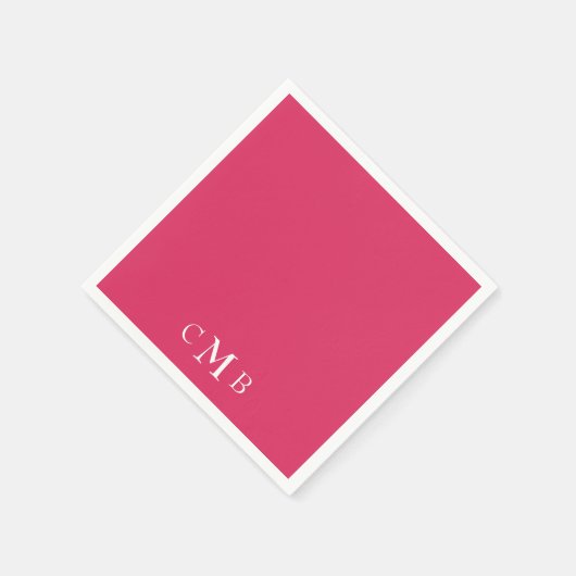 Cerise Monogram Wedding Cocktail Serviette (Ecke)