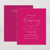 Cerise Pink Script Typografy Budget Wedding (Vorne/Hinten)