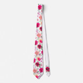 Cerise Pink Watercolor Floral Wedding Krawatte (Vorderseite)