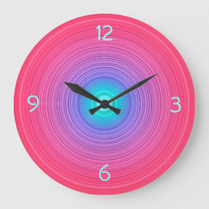 Cerise Pink with Aqua Centre> Wall Clock Große Wanduhr