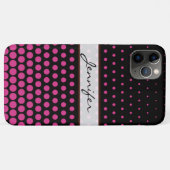 Cerise Polka Dot Elegant Modernes Schwarz Case-Mate iPhone Hülle (Rückseite (Horizontal))