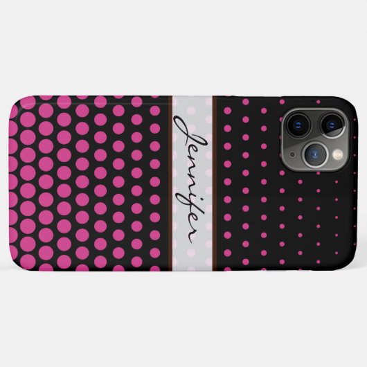 Cerise Polka Dot Elegant Modernes Schwarz Case-Mate iPhone Hülle (Rückseite (Horizontal))