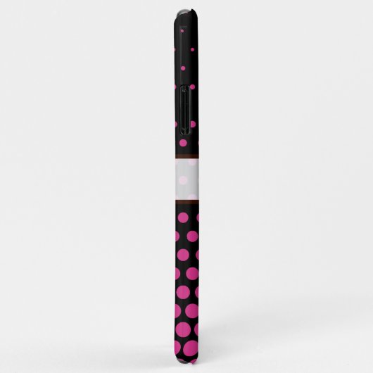 Cerise Polka Dot Elegant Modernes Schwarz Case-Mate iPhone Hülle (Hinten/Rechts)