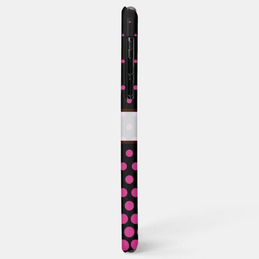 Cerise Polka Dot Elegant Modernes Schwarz Case-Mate iPhone Hülle (Hinten/Links)