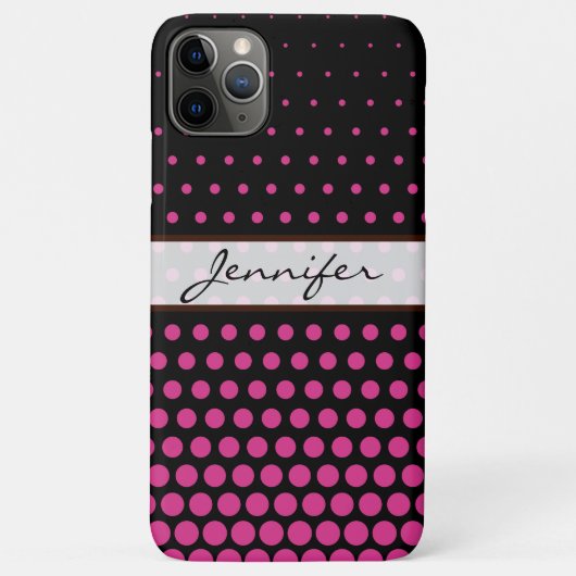 Cerise Polka Dot Elegant Modernes Schwarz Case-Mate iPhone Hülle (Rückseite)