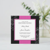 Cerise rosa u. schwarze Band-Hochzeits-Einladung Einladung (Stehend Vorderseite)