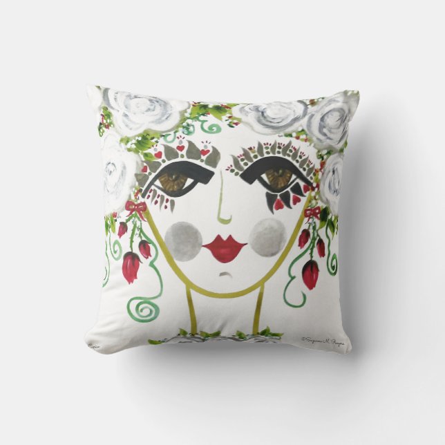 Cerise - Sinti und Roma Garden Girl Cotton Pillow Kissen (Vorderseite)
