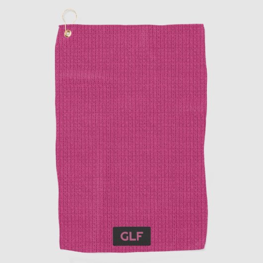 Cerise Wool Strick mit Initialen / Kurze Namensmar Golfhandtuch (Vorderseite)