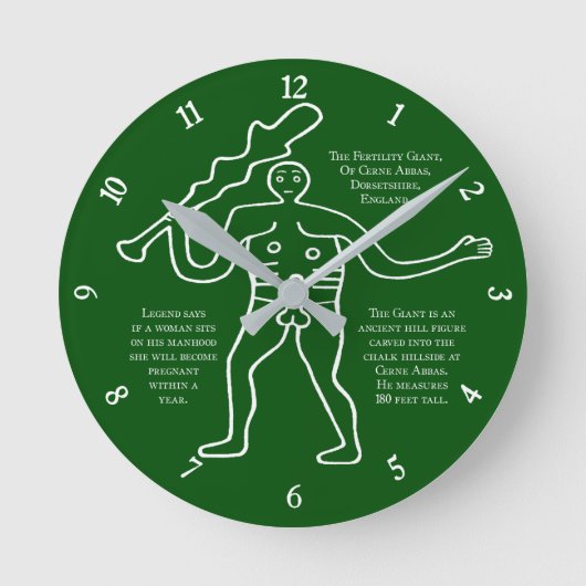 Cerne Abbas Riant Runde Wanduhr (Vorderseite)