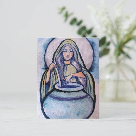 Cerridwen Crone Hexe Postkarte (Stehend Vorderseite)