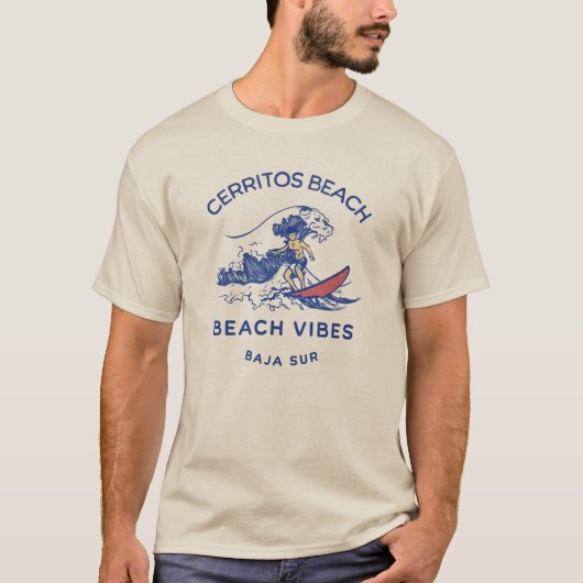 Cerritos Beach Mexico Beach Vibes Surfer T-Shirt (Vorderseite)