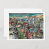 Cerro Concepción de noche (Acuarela). Postkarte (Vorne/Hinten)