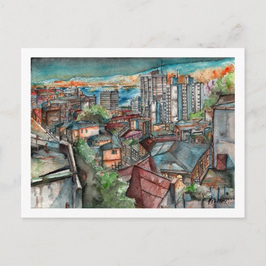 Cerro Concepción de noche (Acuarela). Postkarte (Vorderseite)