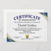 Certificate of Achievement & Appreciation Einladung (Vorne/Hinten)