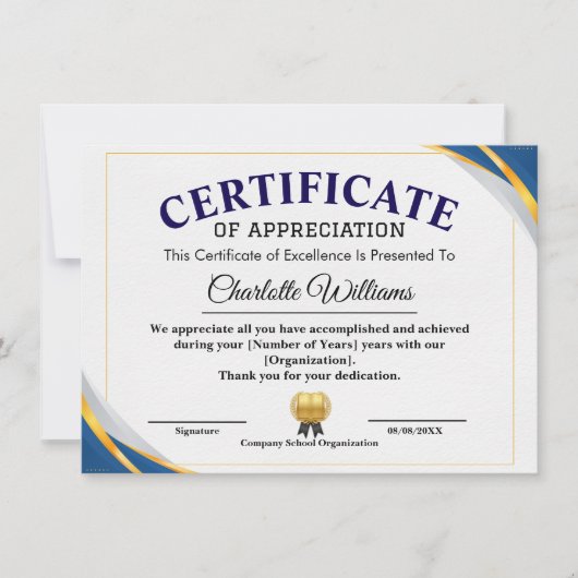 Certificate of Achievement & Appreciation Einladung (Vorderseite)