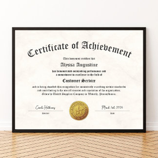 Certificate of Achievement Print Poster
