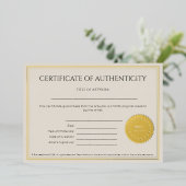 Certificate of Authenticity for Artists Folieneinladung (Stehend vorne)