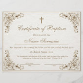 Certificate of Baptism, Baby Dedication (Vorderseite)
