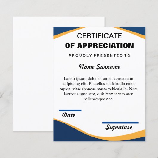Certificate of Completion & APPRECIATION Template (Vorne/Hinten)