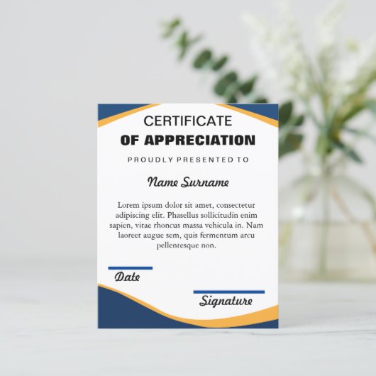 Certificate of Completion & APPRECIATION Template (Stehend Vorderseite)