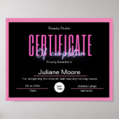 Certificate Of Completion Awards Pink And Black Poster (Vorne)