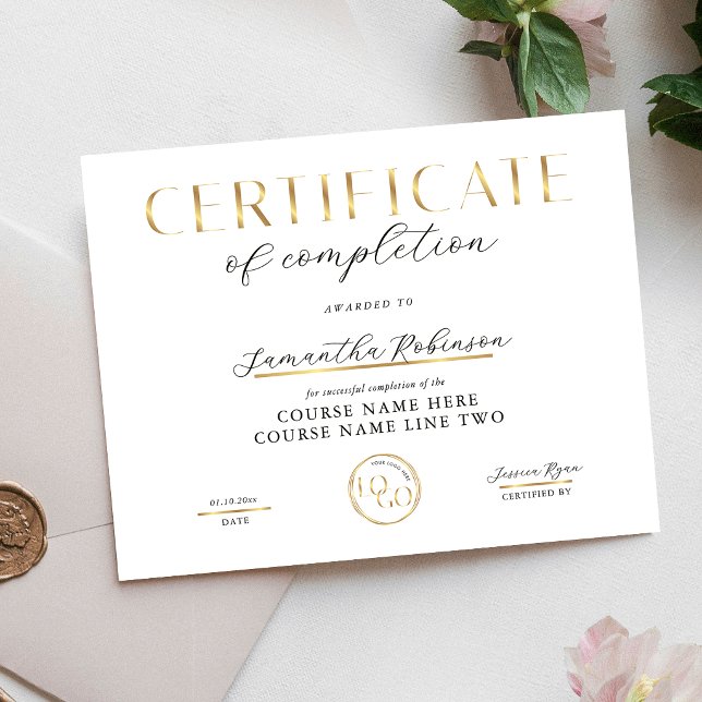 Certificate of Completion Gold Logo Course Award (Von Creator hochgeladen)