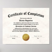 Certificate of Completion Print Poster (Vorne)