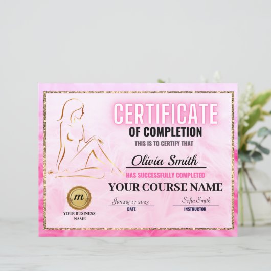 Certificate of Completion Template, Body Sculpting (Stehend Vorderseite)