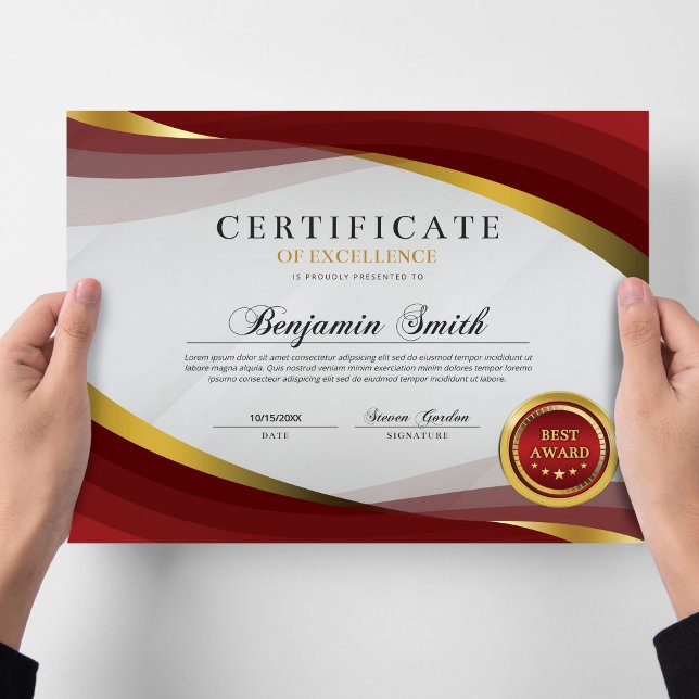 Certificate of Excellence Red & Gold Award (Von Creator hochgeladen)