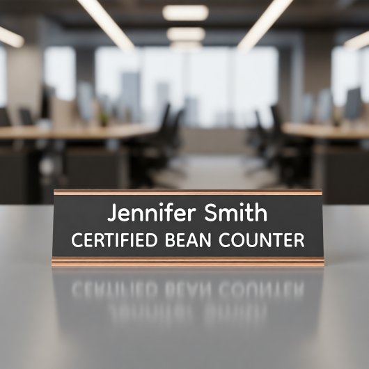 Certified Bean Counter Personalized Name Plate Schreibtischnamensplakette