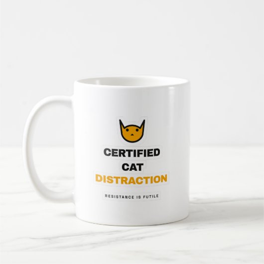 Certified Cat Distraction Funny Cat Mug Kaffeetasse (Links)