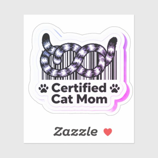Certified Cat Mom – Minimal Barcode Tails Sticker (Blatt)
